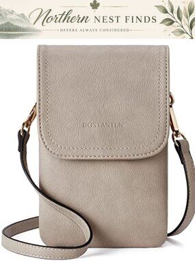 Vegan Leather Crossbody Phone Bag With Detachable Strap